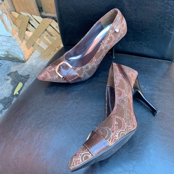๐ DIOR authentic Vintage brown sparkly monogram leather strap high heels ๐ - Picture 12 of 16